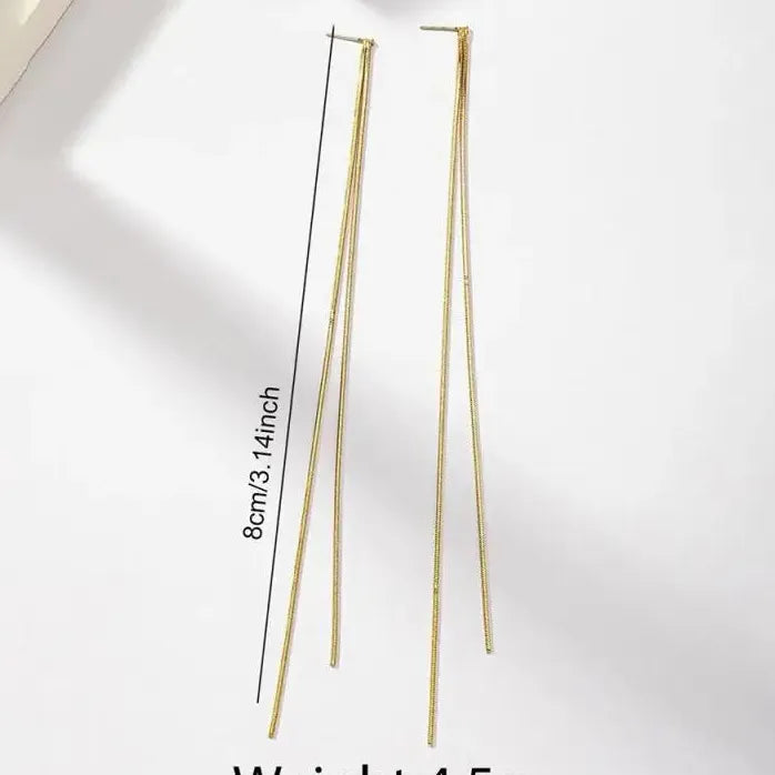 Minimalism Stainless Steel Geometric Tassel Drop Earrings for Women Gold Jewelry