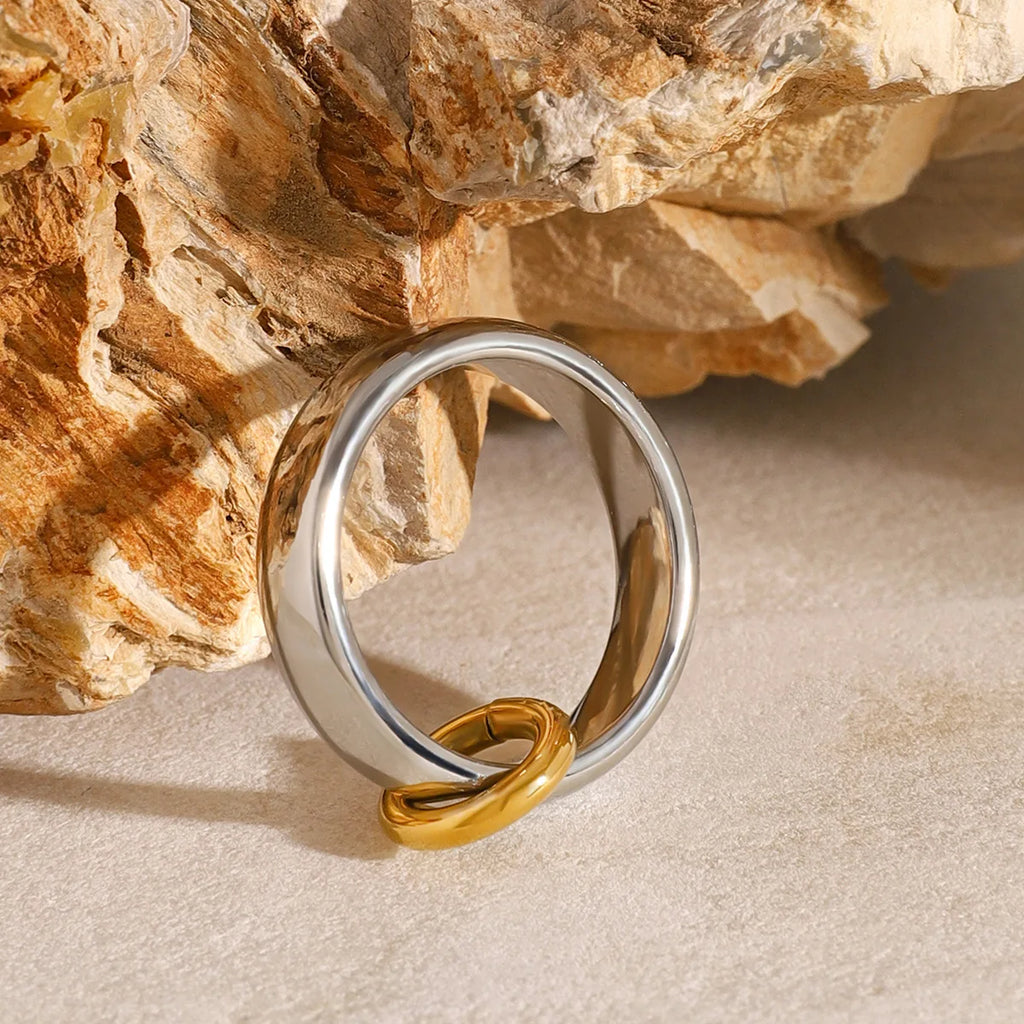 Punk Gold Silver Colorblock Stainless Steel Knuckle Ring Waterproof Wedding Jewelry