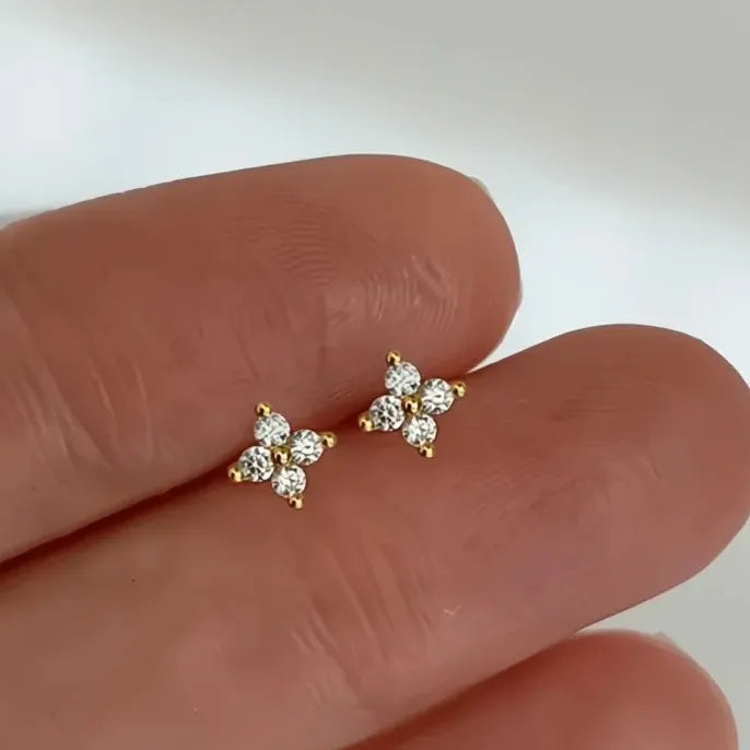 Eternity Love Heart Stud Earrings for Women Cubic Zirconia Copper Alloy Wedding Jewelry Silver Gold Color
