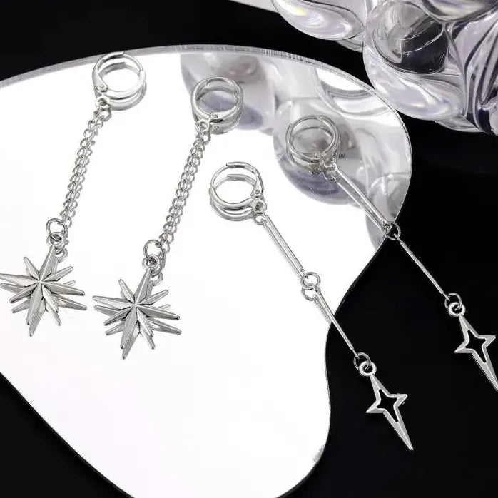 Y2K Punk Four Pointed Star Stud Earrings for Women Gothic Jewelry