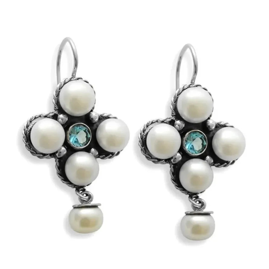 Retro Baroque Style Women's Earrings Elegant Pearl Inlay Zinc Alloy Jewelry