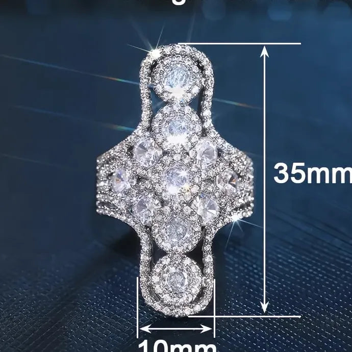 Geometric Women’s Cocktail Ring Brass Cubic Zirconia Wedding Jewelry