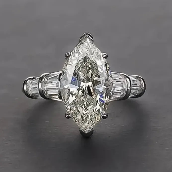 Geometric Marquise Cubic Zirconia Women's Engagement Wedding Eternity Ring