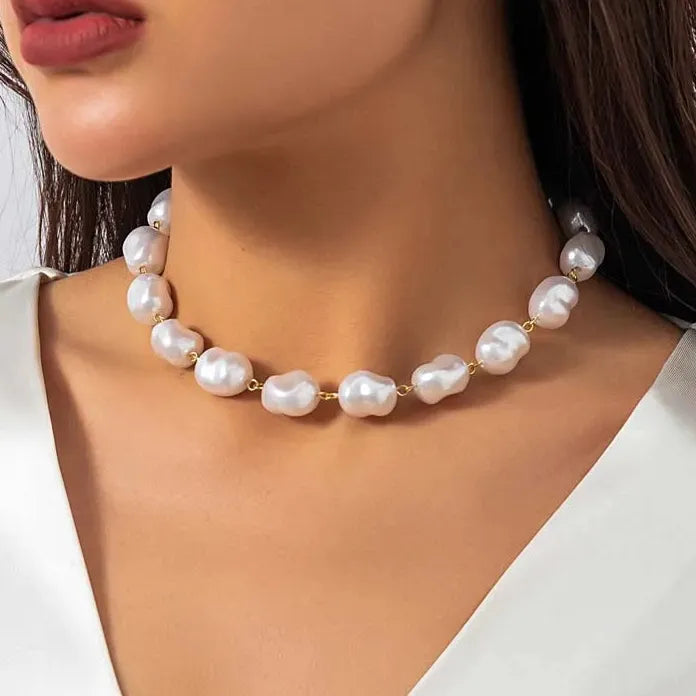 Vintage White Imitation Pearl Multilayer Choker Necklace Women Wedding Jewelry