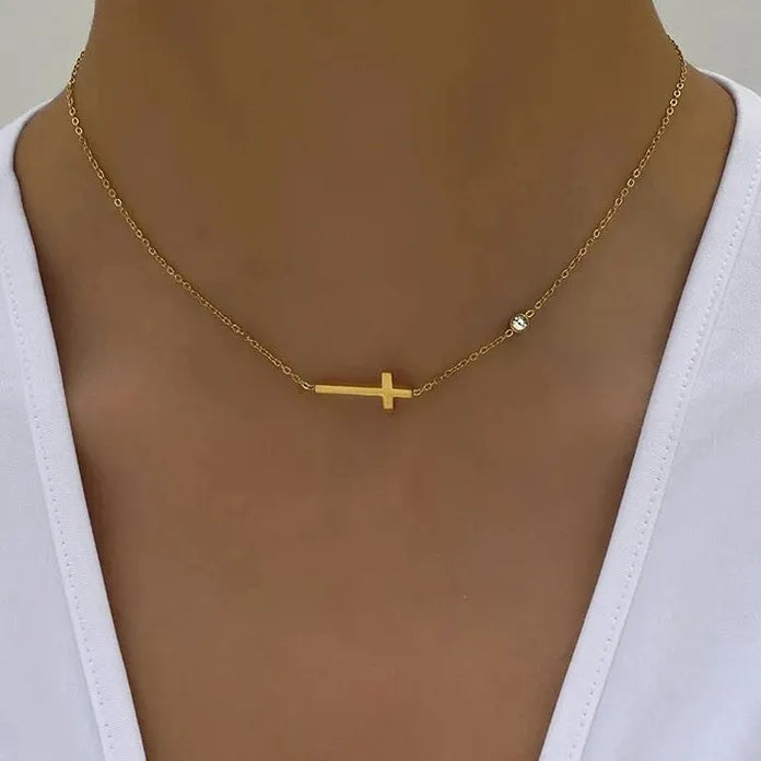 Cross Pendant Necklace for Women Girls Minimalist Geometric Charm Jewelry