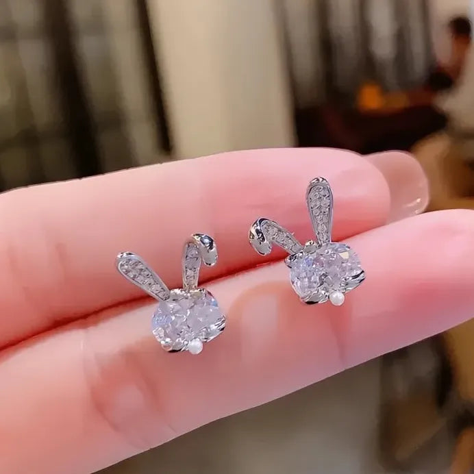 Sweet Rabbit Geometric Bowknot Stud Earrings for Women Wedding Party