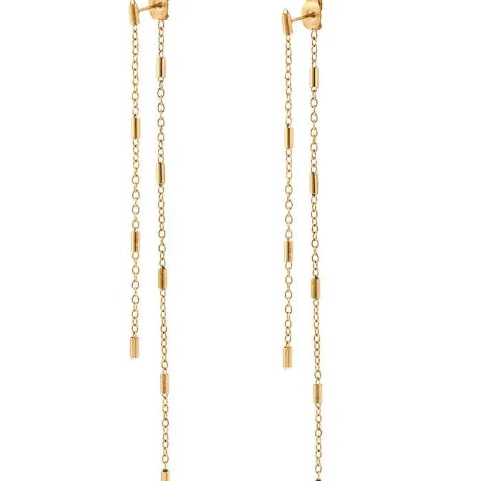 Stainless Steel Geometric O-Chain Tassel Drop Earrings for Women Jewelry