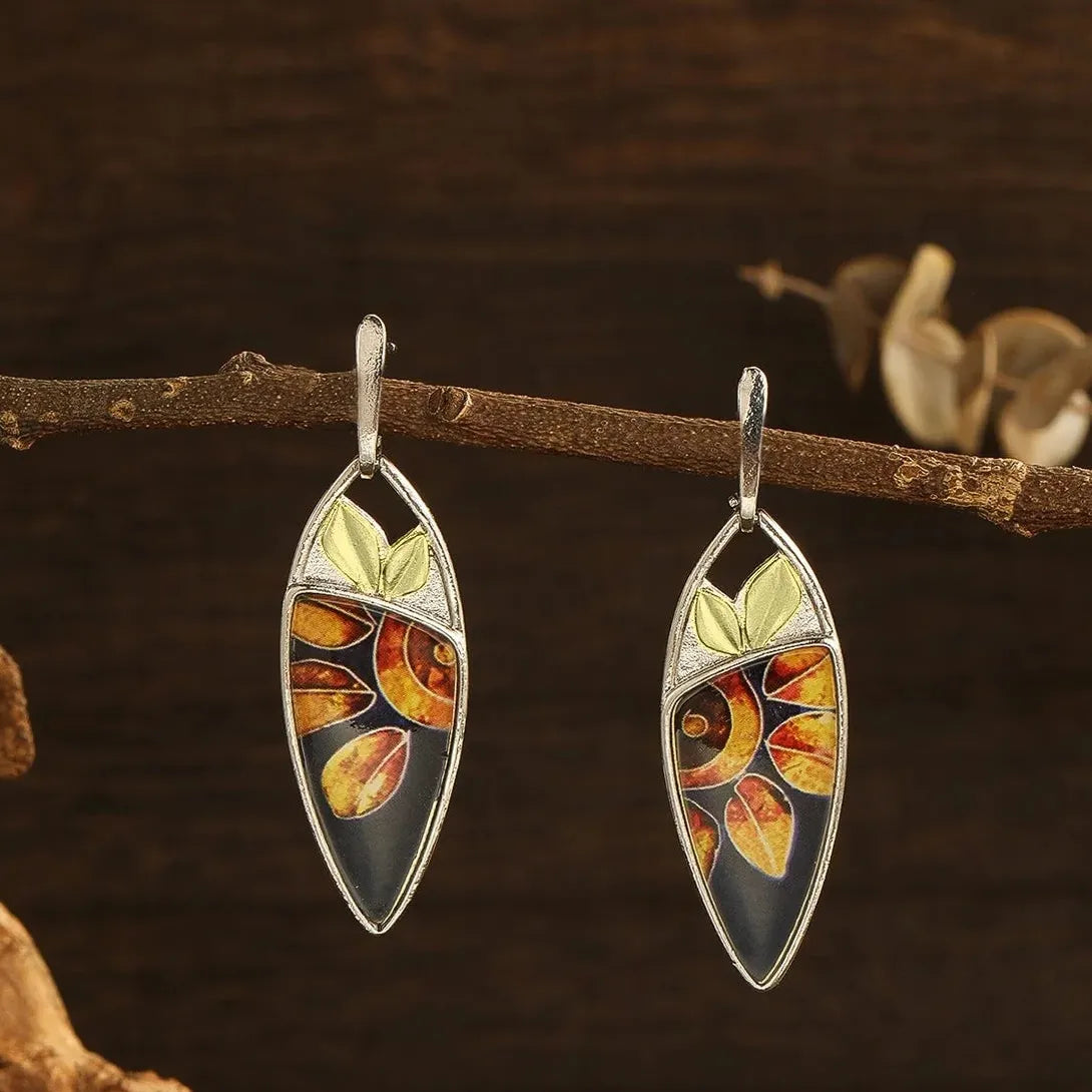 Retro Silver Metal Inlaid Resin Drop Earrings for Women’s Parties Engagements