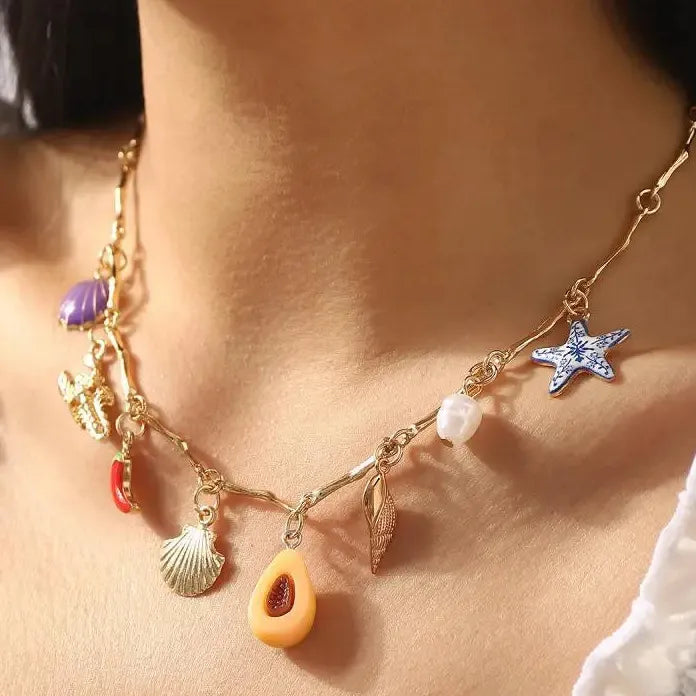 Bohemian Ocean Series Heart Pendant Necklace for Women Stylish Jewelry