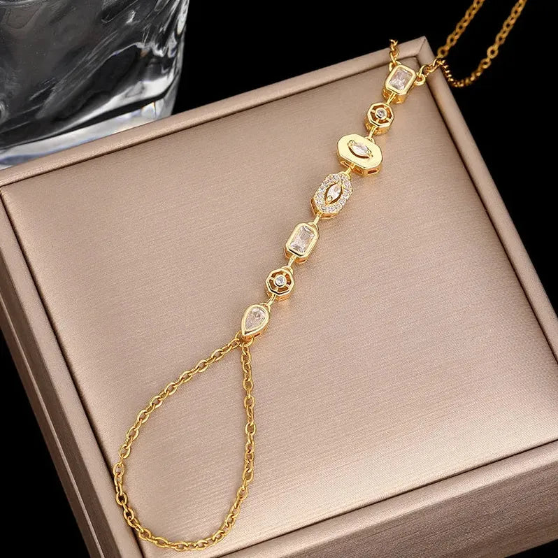 Stainless Steel Rhinestone Tassel Bracelet for Women Luxury Fashion Jewelry