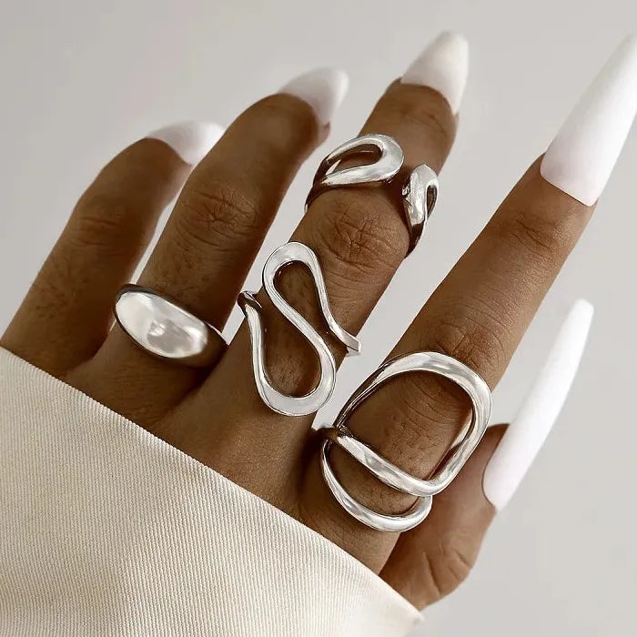 Gold Geometric Open Rings Set for Women Trendy Fashion Jewelry Stackable