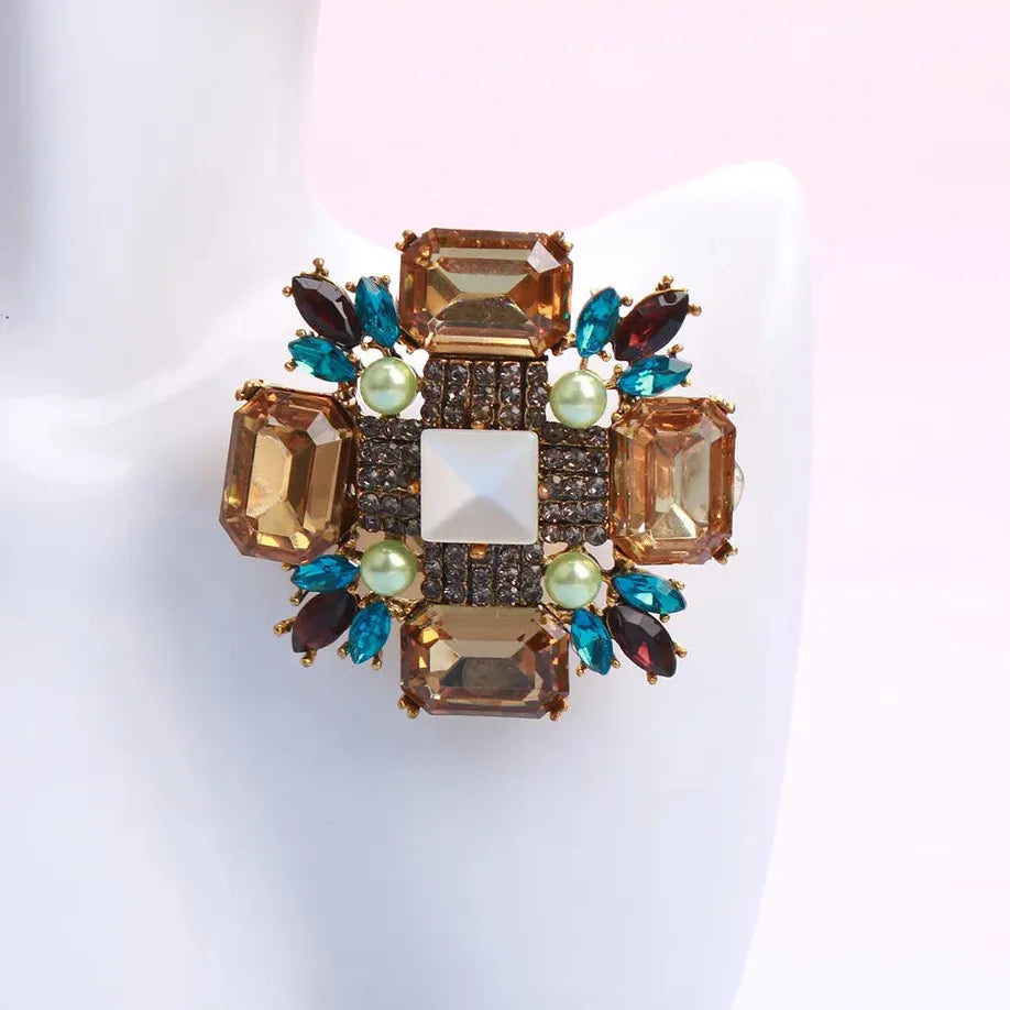 Elegant Classic Cross Flower Brooch Pin Jewelry Gift for Men Women