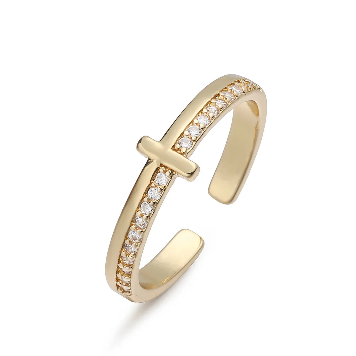 Gold Plated Geometric Cubic Zirconia Opening Ring for Women Wedding Jewelry 2026