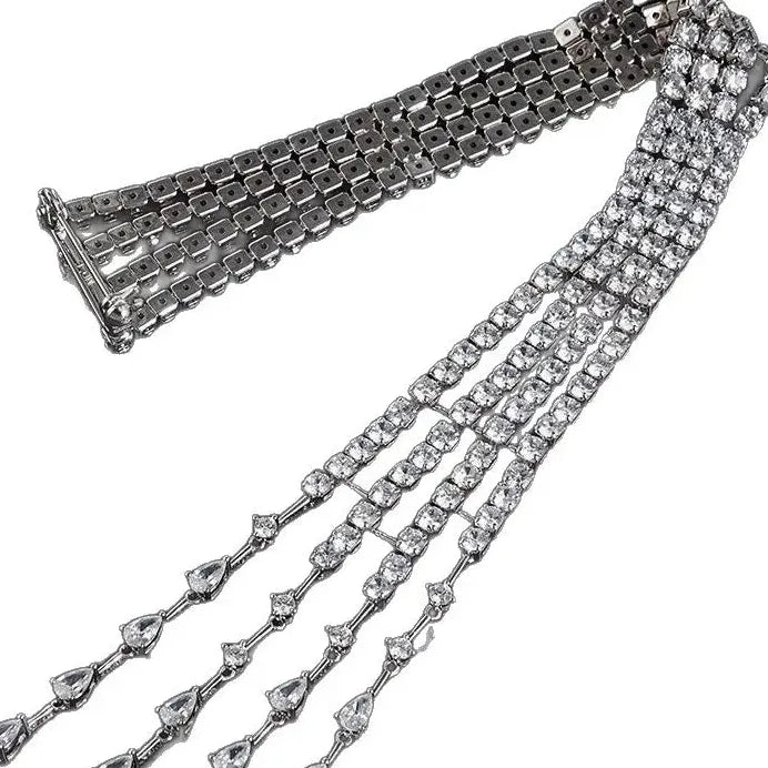 Luxury Crystal Geometric Meteor Tassel Brooch Zinc Alloy for Women Gift