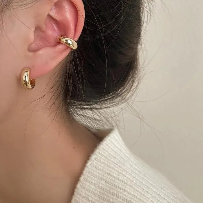 Unique Asymmetry Round Cartilage Metal Ear Clips Fake Piercing Gift Jewelry