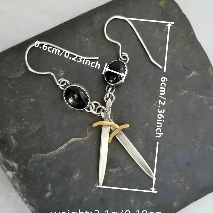 Retro Neutral Sword Pendant Drop Earrings Gothic Zinc Alloy Halloween Jewelry