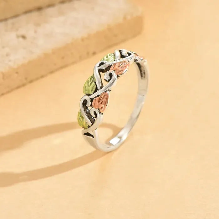 Vintage Minimalist Bohemian Leaf Design Zinc Alloy Ring for Brides Ladies Daily Jewelry