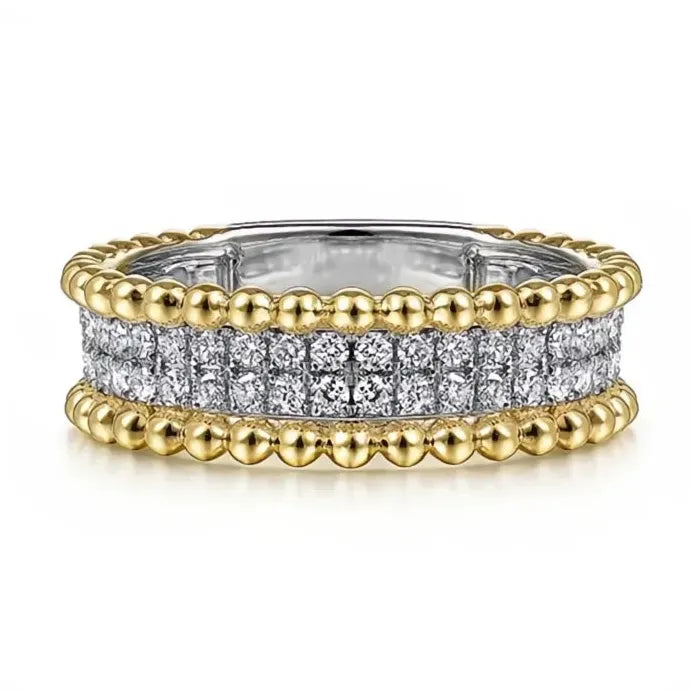 Two-Tone Cubic Zirconia Engagement Ring Elegant Wedding Jewelry for Women