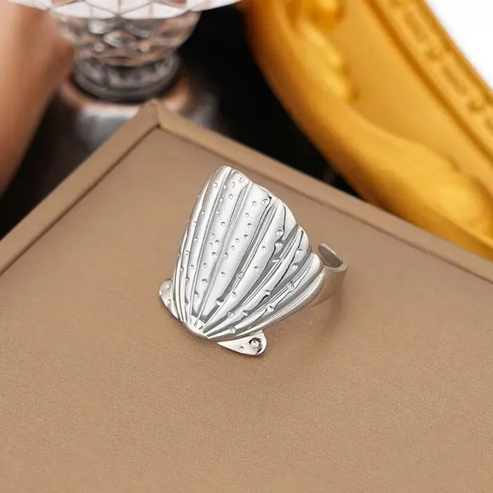 Stainless Steel Adjustable Starfish Open Ring Vintage Gold Jewelry Trendy