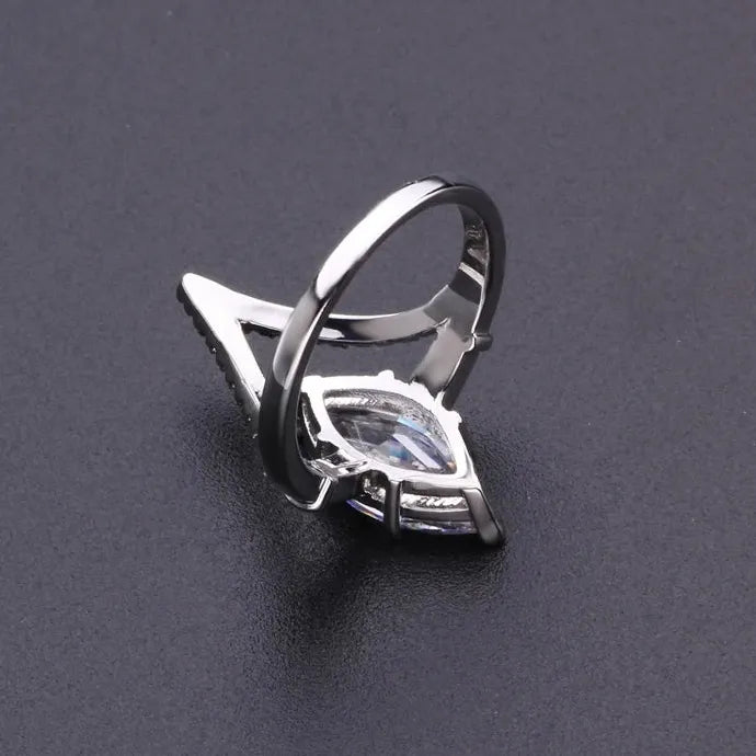 Bridal Wedding Ring V Design with CZ Stone Zinc Alloy Women’s Jewelry