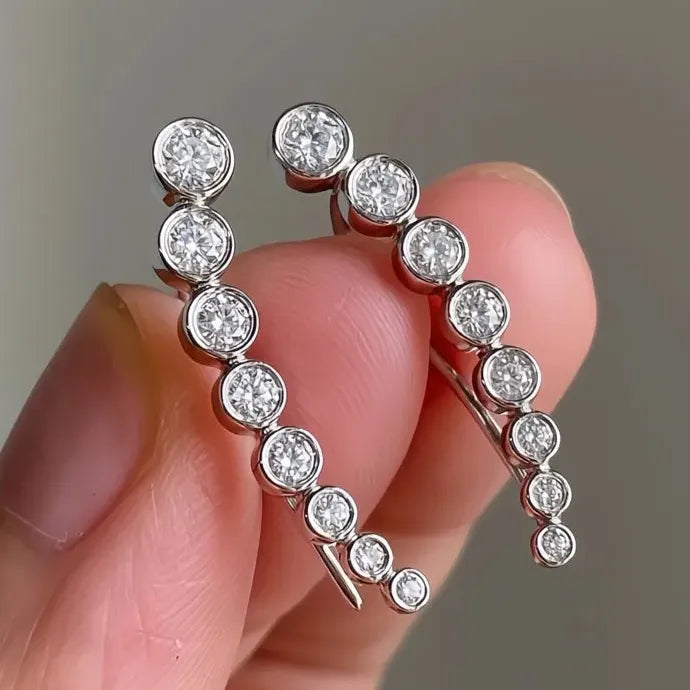 Geometric Drop Earrings with Round Cubic Zirconia Wedding Jewelry Copper Alloy