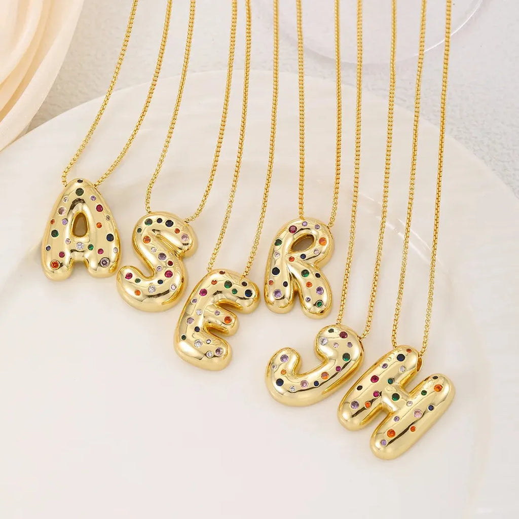 18K Gold Plated A-Z Letter Pendant Necklace for Women Gift Cubic Zirconia