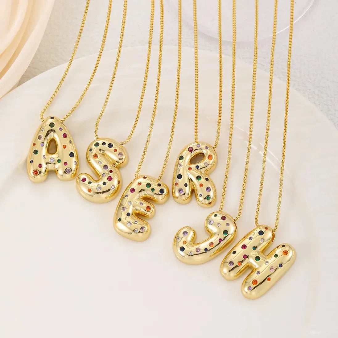 18K Gold Plated A-Z Letter Pendant Necklace for Women Gift Cubic Zirconia