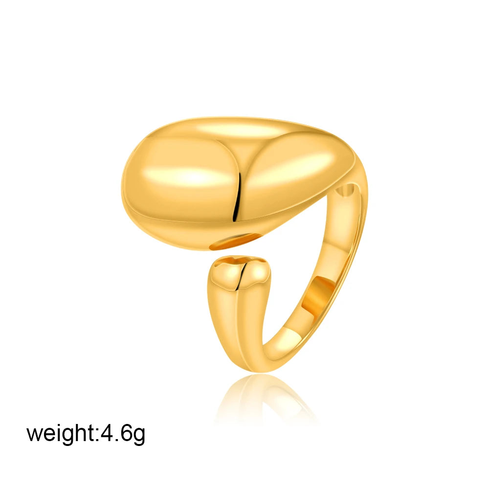 18K Gold Plated Geometric Zircon Chunky Dome Wide Knuckle Ring for Women