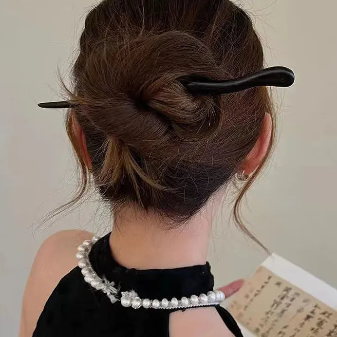Chinese Style Wooden Hair Stick Rose Flower Hair Fork Elegant Design