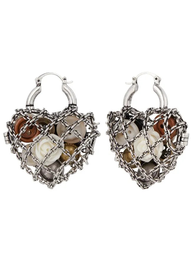 Vintage Copper Cut-out Heart Skeleton Drop Earrings for Women Party Gift