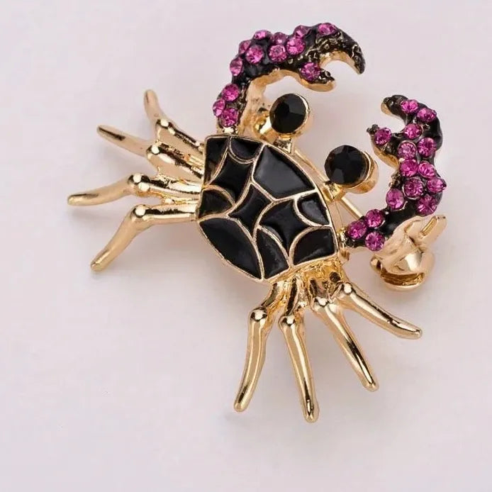 Personalised Purple Black Oil Drop Small Crab Brooch Accessory