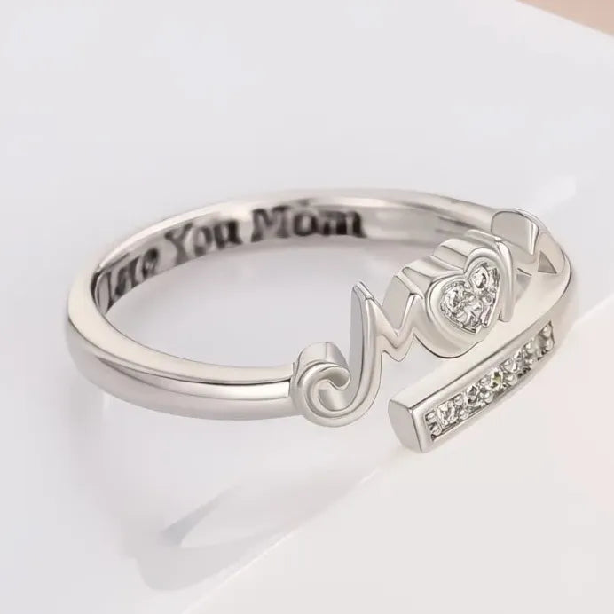 Elegant Romantic MOM Women’s Brass Ring with Sparkling CZ Inlay Gift