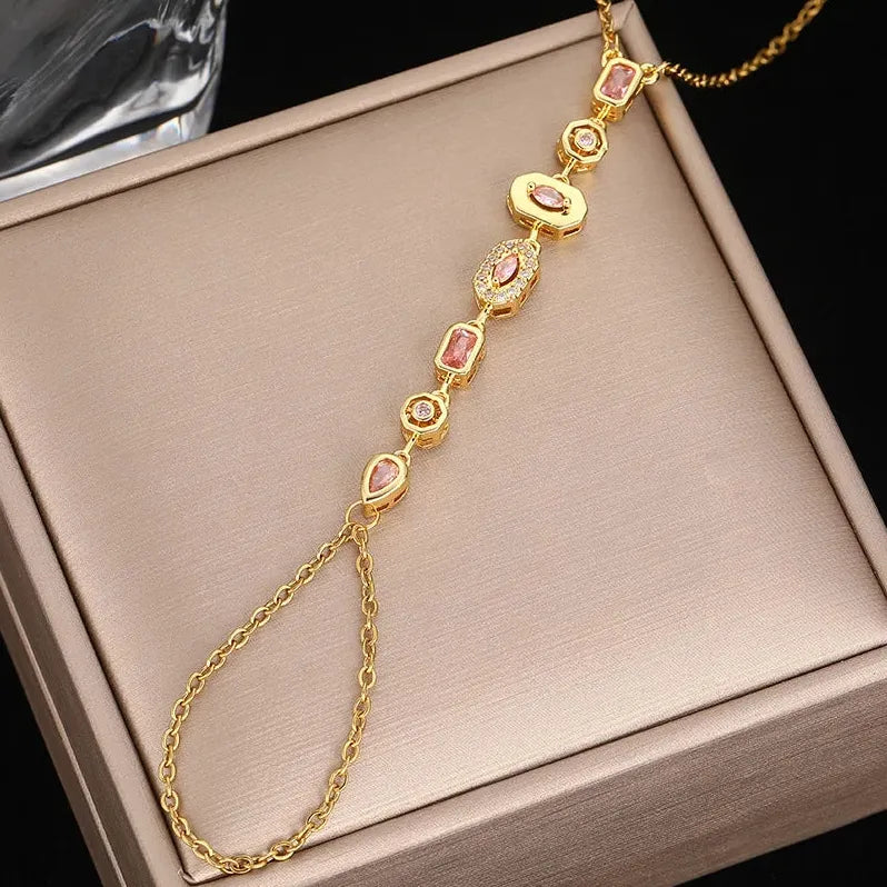 Stainless Steel Rhinestone Tassel Bracelet for Women Luxury Fashion Jewelry