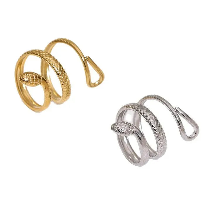 Adjustable Stainless Steel Snake Ring Hip-Hop Rock Waterproof Jewelry