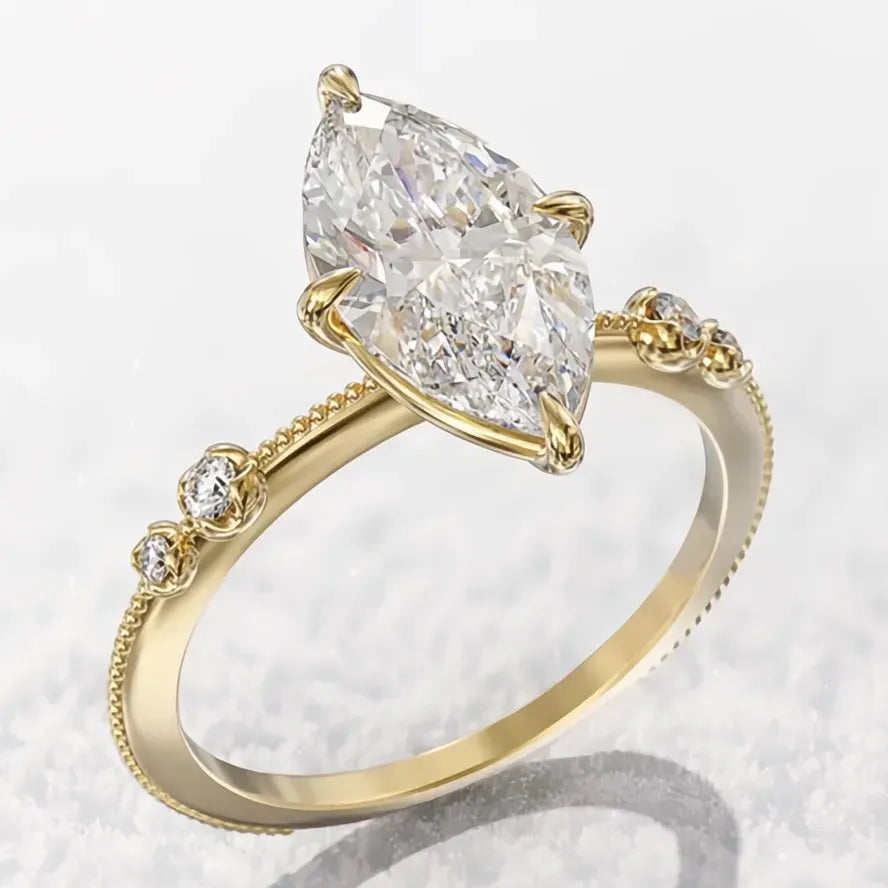 AAA Crystal Marquise Cubic Zirconia Thin Ring for Women Wedding Engagement Fashion Jewelry