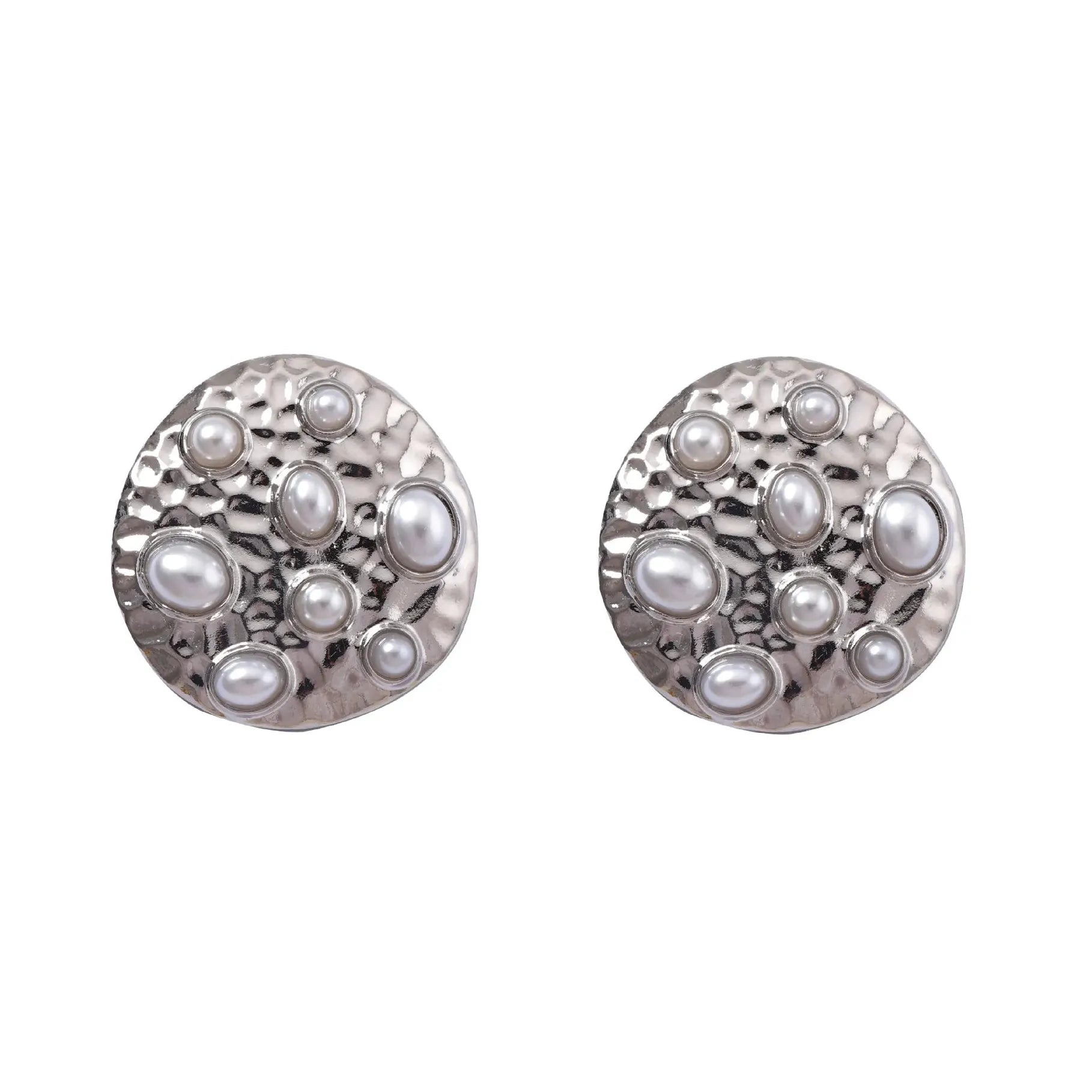 Bohemian Pearl Drop Earrings for Women Round Inlay Jewelry Gift Elegant