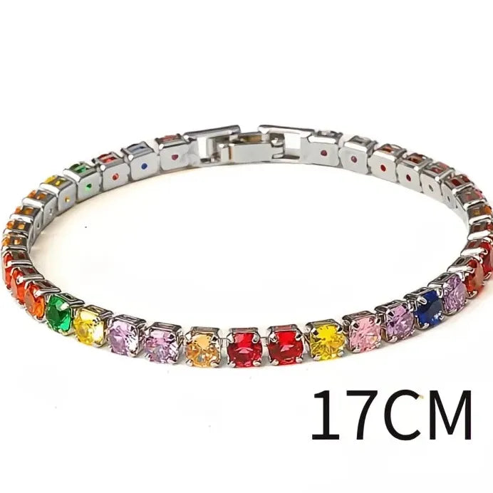 Elegant Women's Cubic Zirconia Link Chain Bracelet Gift Jewelry
