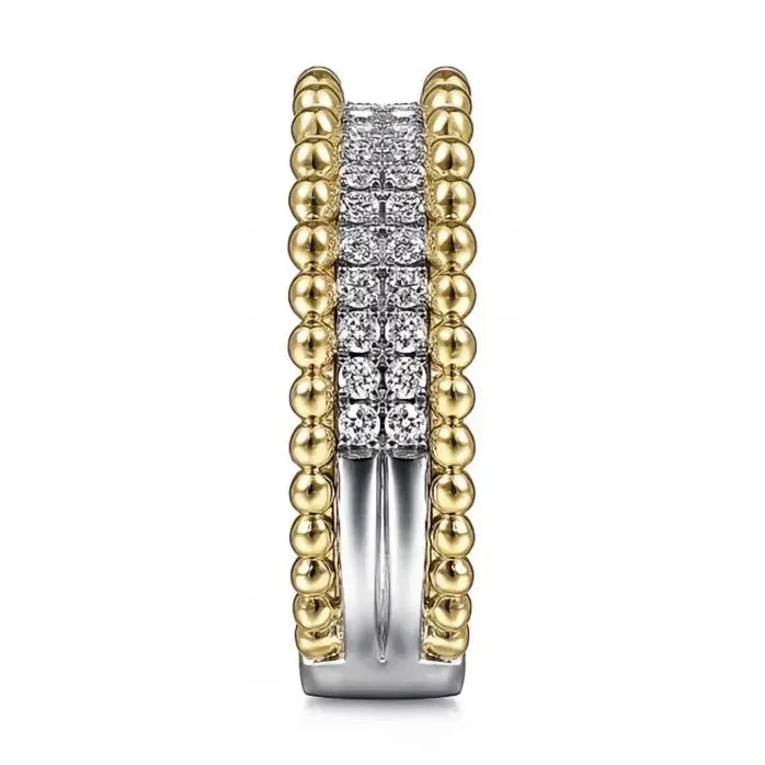 Two-Tone Brass Engagement Ring with Zirconia Wedding Band for Women