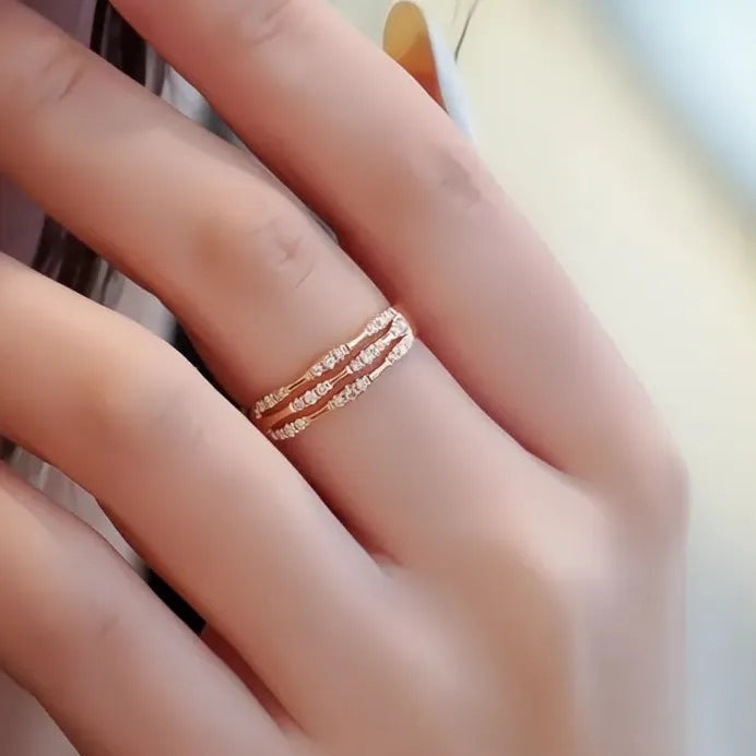 Elegant Gold Color Women’s Brass Wedding Ring with Cubic Zirconia