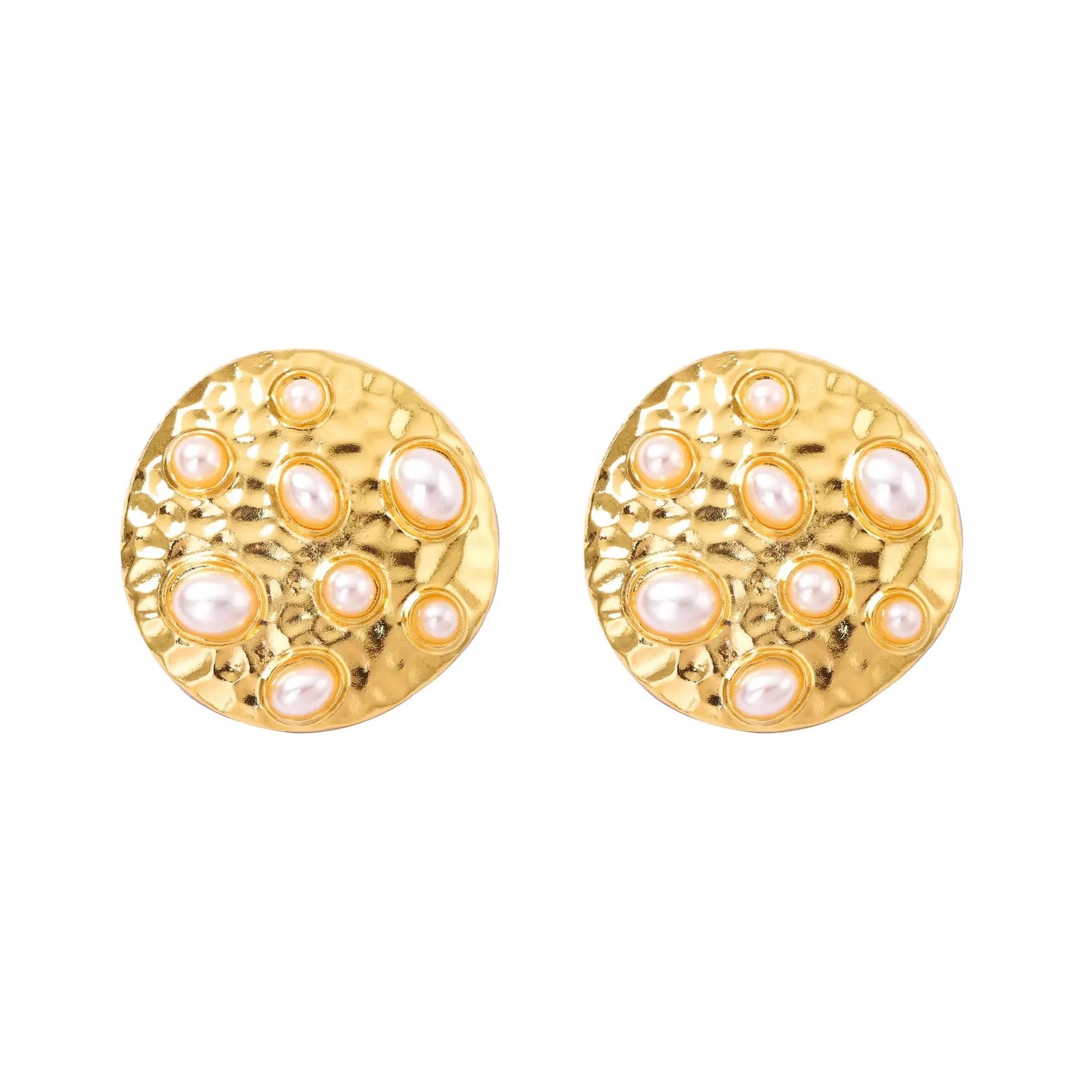 Bohemian Pearl Drop Earrings for Women Round Inlay Jewelry Gift Elegant