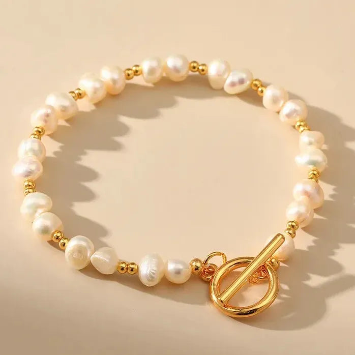 Bohemian Freshwater Pearl Bracelet for Women Girls Copper Bangle Charm