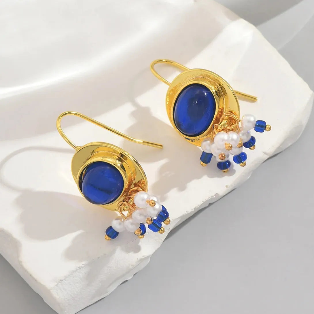 Vintage Bohemian Handmade Zinc Alloy Beaded Pendant Earrings for Women