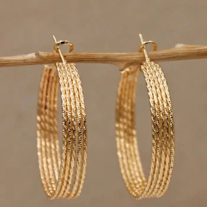Twist Hoop Earrings for Women Metal Silver Gold Color Statement Jewelry