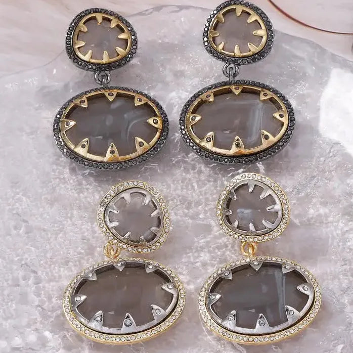 Vintage Geometric Double-Layer Round Drop Earrings for Women Stylish Jewelry