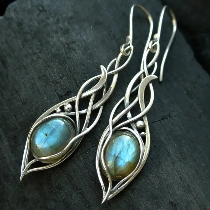 Vintage Bohemian Synthetic Opal Drop Earrings Zinc Alloy for Women Daily Wear