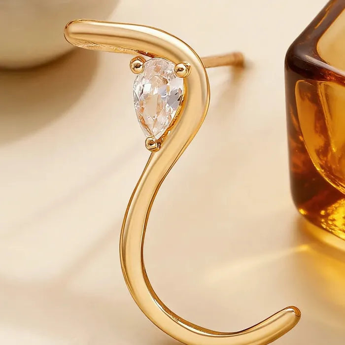 Vintage Water Drop Zircon S-Shaped Stud Earrings for Women Gift