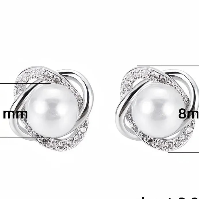 Geometric White Imitation Pearl Stud Earrings for Women Bridal Jewelry
