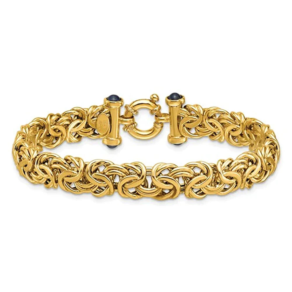 18K Gold Plated Braided Bracelet 8” 925 Sterling Silver Men Women