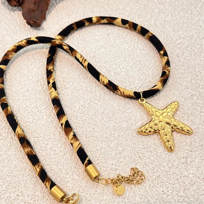 18K Gold Plated Starfish Pendant Necklace Women Spiral Sun Shell Choker Jewelry