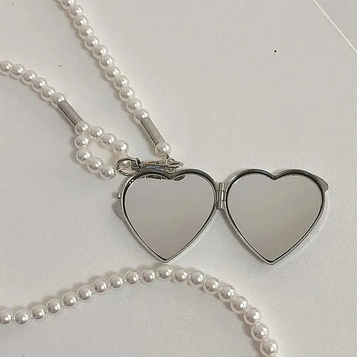 2025 Imitation Pearl Heart Pendant Necklace Women Fashion Jewelry Gift
